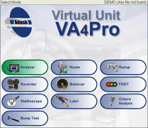 Adash A4400 VA4 Pro Vibration Analyzer menu